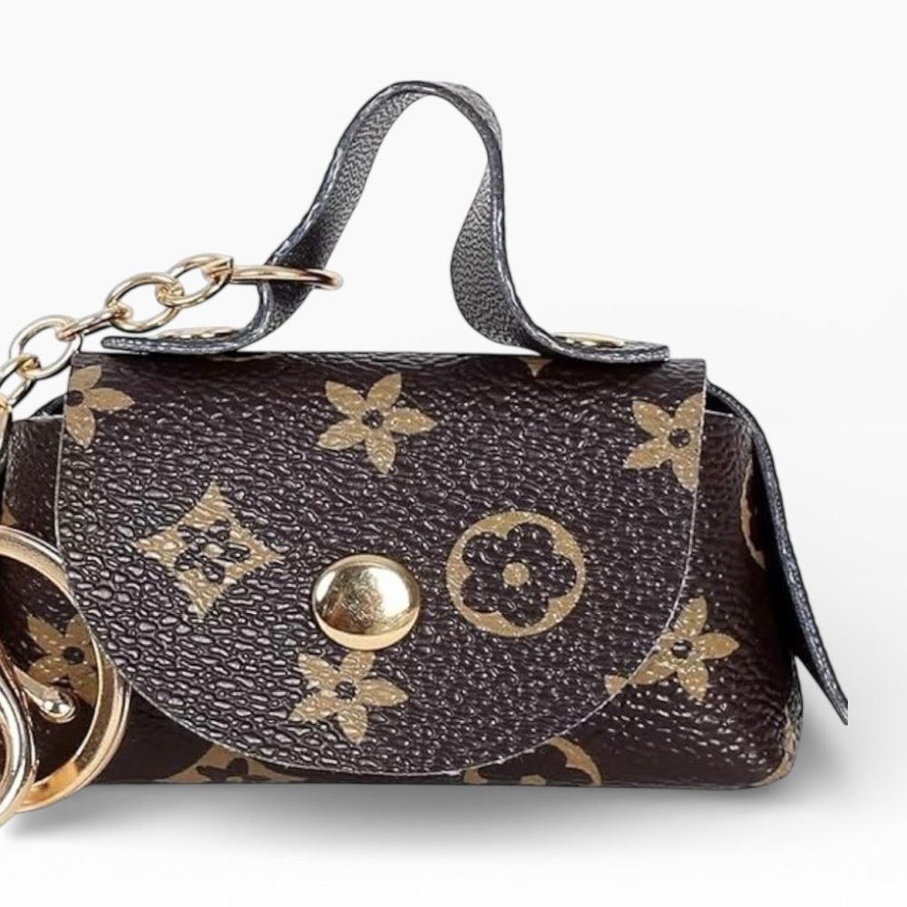 DESIGNER Brown and Gold Monogram Bag Charm - Picture 2 of 7
